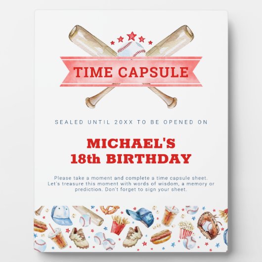野球第1期バースデータイムカプセルのサイン フォトプラーク (正面)