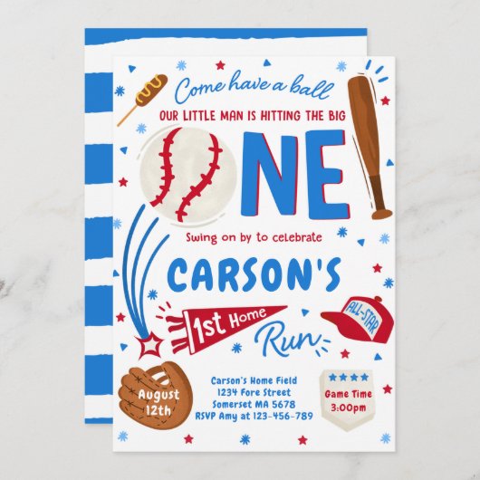 野球第1期ホーム走バースデーパーティー 招待状 (正面/裏面)