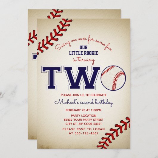 野球第2誕生日 招待状 (正面/裏面)