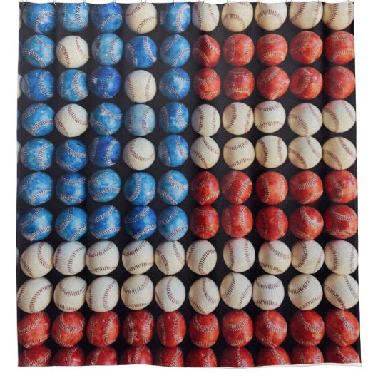野球米国国旗 シャワーカーテン (正面)