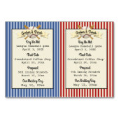 野球結婚のトレーディングカード テーブルナンバー (裏面)