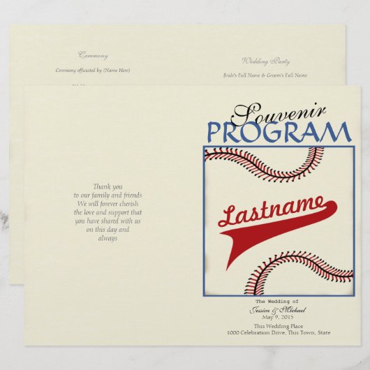 野球結婚式 プログラム (正面/裏面)