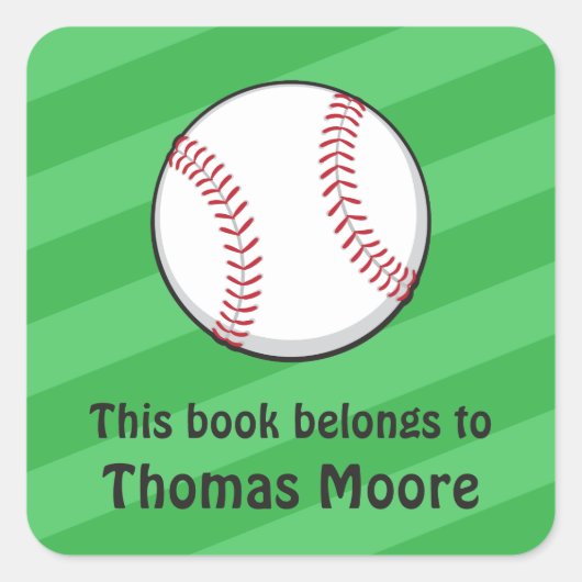 野球蔵書票のシール/ブックラベル スクエアシール (正面)
