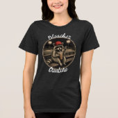 野球観戦好きなアライグマのスポーツデザイン トライブレンドTシャツ (正面)