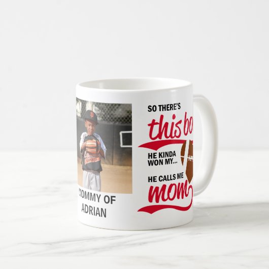 野球誇りを持ったの母の写真 コーヒーマグカップ (正面右)