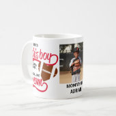 野球誇りを持ったの母の写真 コーヒーマグカップ (正面左)