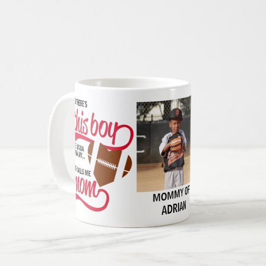 野球誇りを持ったの母の写真 コーヒーマグカップ (正面左)