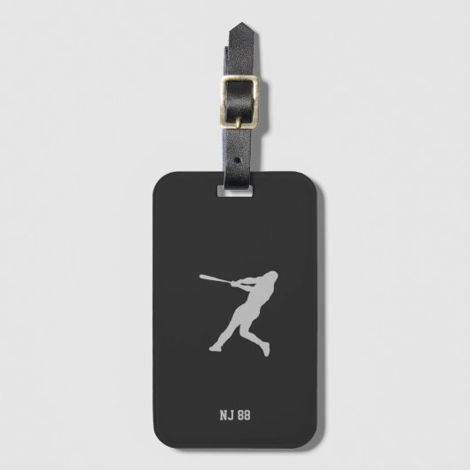 野球誇りを持った打者のシルエット ラゲッジタグ (正面縦)