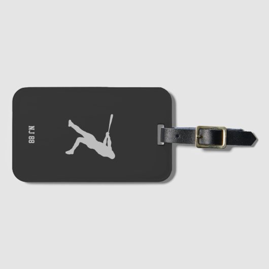 野球誇りを持った打者のシルエット ラゲッジタグ (正面横)