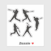 野球誇りを持った打者シルエット5 in 1 シール (シート)