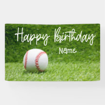 野球誕生日のボール付きバナー