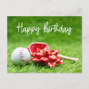 野球誕生日の単語が緑色でプレーヤーカード用 ポストカード