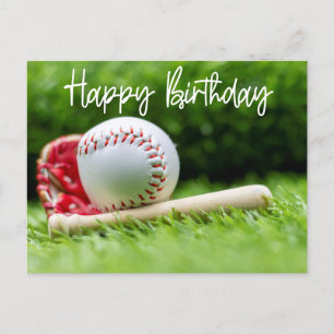 野球誕生日の単語が緑色でプレーヤーカード用 ポストカード