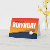 野球誕生日オンブルー&オレンジアスリート カード (黄色い花)