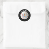 野球誕生日カスタム写真ありがとう ラウンドシール (バッグ)