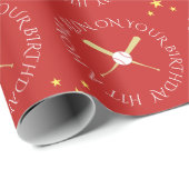 野球誕生日カスタム文字赤 ラッピングペーパー (ロールコーナー)