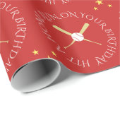 野球誕生日カスタム文字赤 ラッピングペーパー (ロールコーナー)