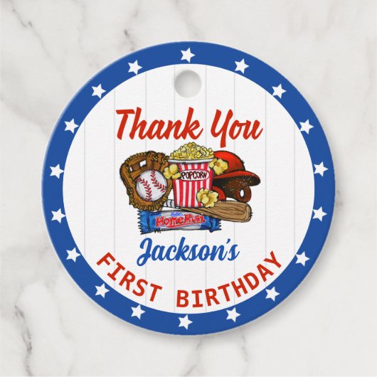 野球誕生日サンキューメッセージカード フェイバータグ (正面)