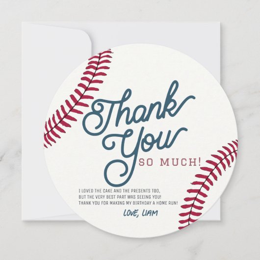 野球誕生日サークル写真サンキューカード 招待状 (正面)