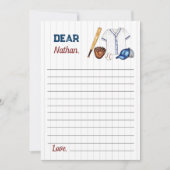 野球誕生日タイムカプセルノートメッセージカード サンキューカード (正面)