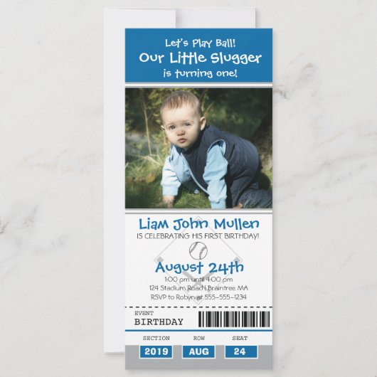 野球誕生日チケット 招待状 (正面)