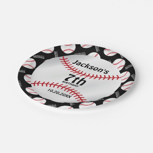 *野球誕生日デザイン|個人用設定 ペーパープレート (アングル)