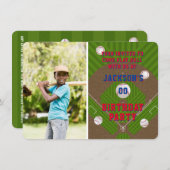 野球誕生日パーティーの写真 招待状 (正面/裏面)