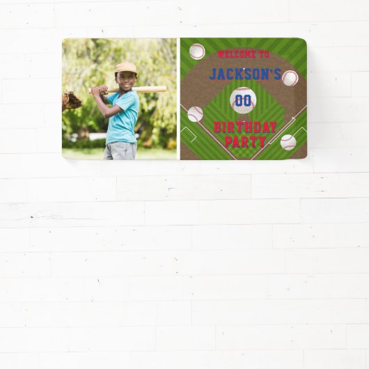 野球誕生日パーティーの写真 横断幕 (インサイチュ)