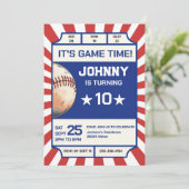 野球誕生日パーティーの招待状 招待状 (スタンド正面)