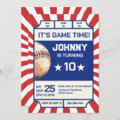 野球誕生日パーティーの招待状 招待状 (正面/裏面)