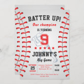 野球誕生日パーティーの招待状 招待状 (正面/裏面)
