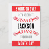 野球誕生日パーティー名前をカスタムする時間位置 招待状 (正面)