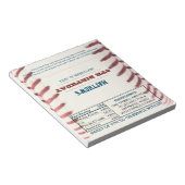 野球誕生日ビーフチョコレートキャンディーラッパー ノートパッド (アングル)