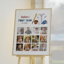 野球誕生日フォトマイルストーンサイン ポスター