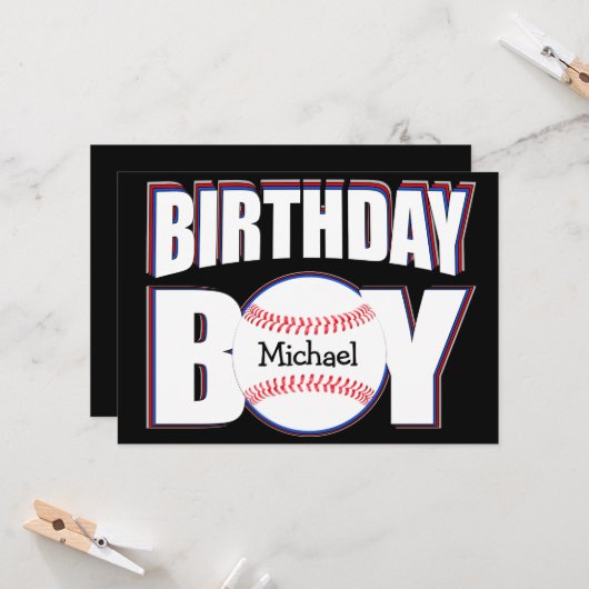 野球誕生日ボーイカスタムー野球選手の名前 カード (正面/裏面インサイチュ)