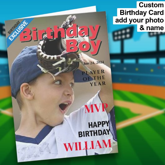 野球誕生日ボーイ/ MVPハッピーバースデー カード