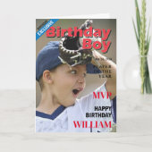 野球誕生日ボーイ/ MVPハッピーバースデー カード (正面)