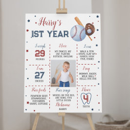 野球誕生日マイルストーンサインバッターアップ ポスター