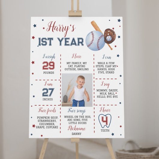 野球誕生日マイルストーンサインバッターアップ ポスター