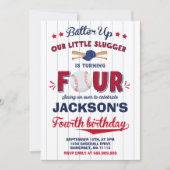 野球誕生日招待状の4歳の誕生日 招待状 (正面)