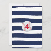 野球誕生日招待状の4歳の誕生日 招待状 (裏面)