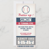 野球誕生日招待状バースデーパーティーボーイズ 招待状 (正面)