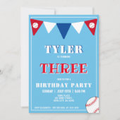 野球誕生日招待状ボーイ3歳誕生日 招待状 (正面)