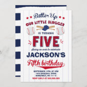 野球誕生日招待状野球第5誕生日 招待状 (正面/裏面)