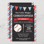 野球誕生日招待状1st誕生日パーティー 招待状 (正面/裏面)