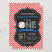 野球誕生日招待状1st誕生日パーティー 招待状 (正面/裏面)