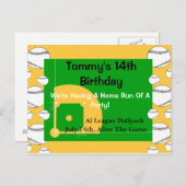 野球誕生日招待状 インビテーションポストカード (正面/裏面)