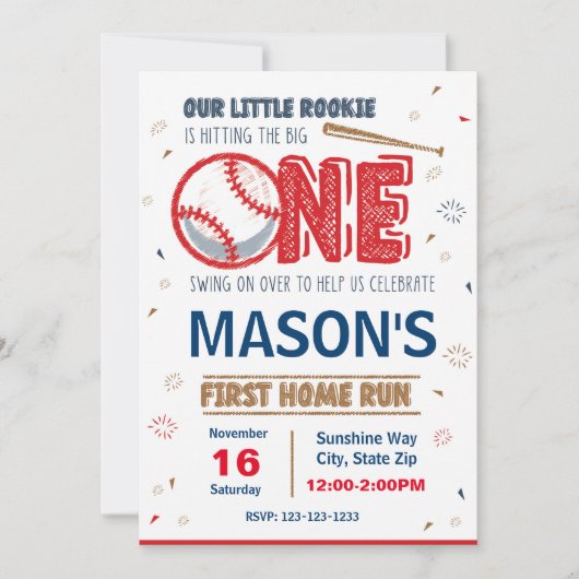 野球誕生日招待状 招待状 (正面)