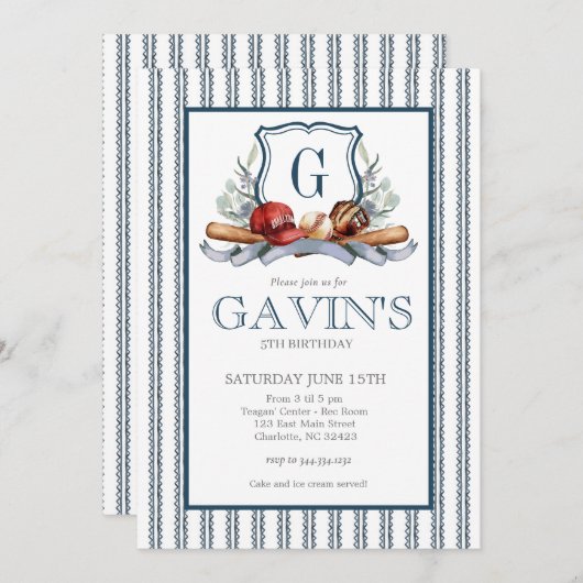 野球誕生日招待状 招待状 (正面/裏面)
