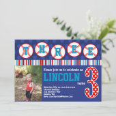 野球誕生日招待状(3歳の誕生日) 招待状 (スタンド正面)